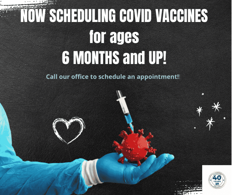 Covid vaccine scheduling for ages 6 months and up advertisement.